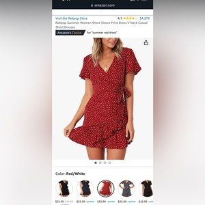 Mini Dress. Red. Polka Dot. Short Sleeve. Sz: M
